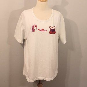 Gaziani XL White Shirt Top Poodle Purse Hat Rhinestones Embellished